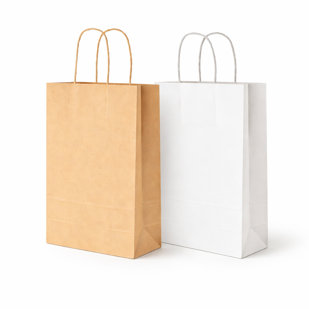 Bolsas de Papel con Fondo Cuadrado y Manija 22 x 32 cm – Caja x 100