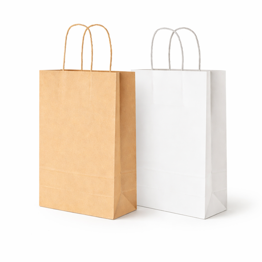 Bolsas de Papel con Fondo Cuadrado y Manija 22 x 32 cm – Caja x 100